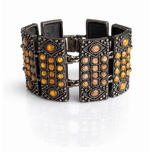 Lia Sophia Amber Panel Cuff Bracelet | Antique Bronze Tone